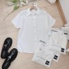 Áo sơ mi gu cúc ngọc tay liền